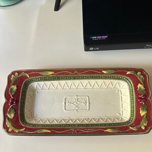 Fitz and Floyd Red and Green Ceramic Tray